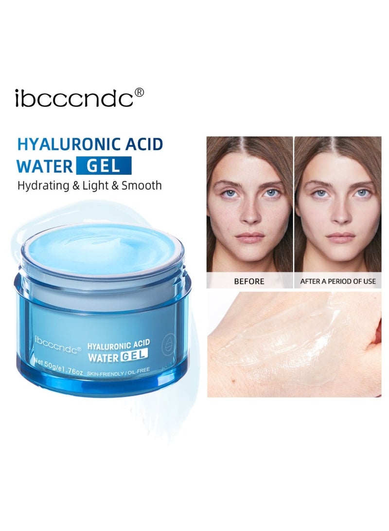 ibcccndc 50g Hyaluronic Acid Moisturizing Water Gel Moisturizing Water Gel with Hyaluronic Acid Day and Night Anti Aging Face Hydrating Firming Cream Smooth Wrinkles and Fine Lines for All Skin - Image 5