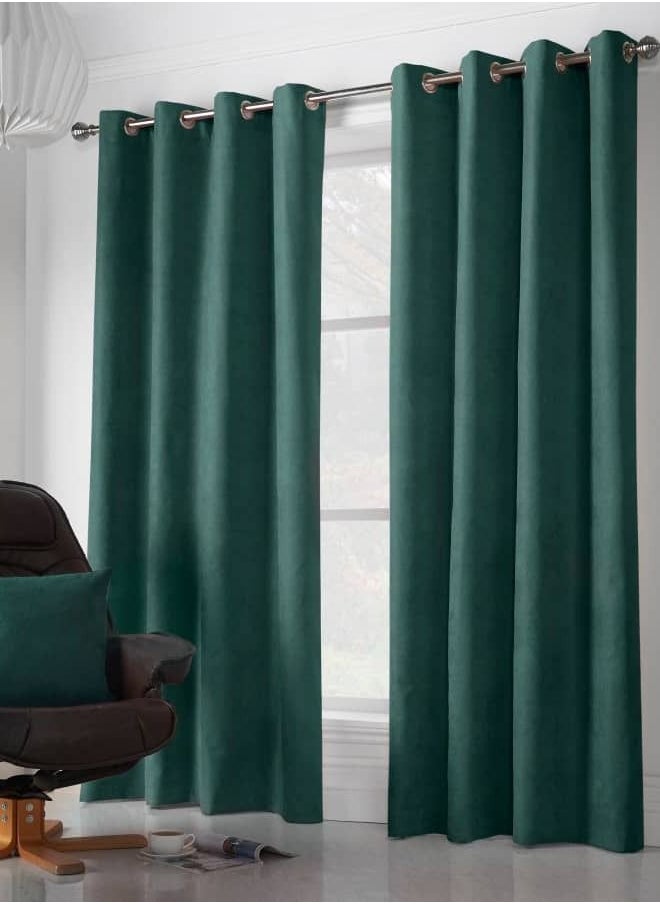 Generic - Green velvet curtains blocking the light, width 130, length 240 cm - Image 1