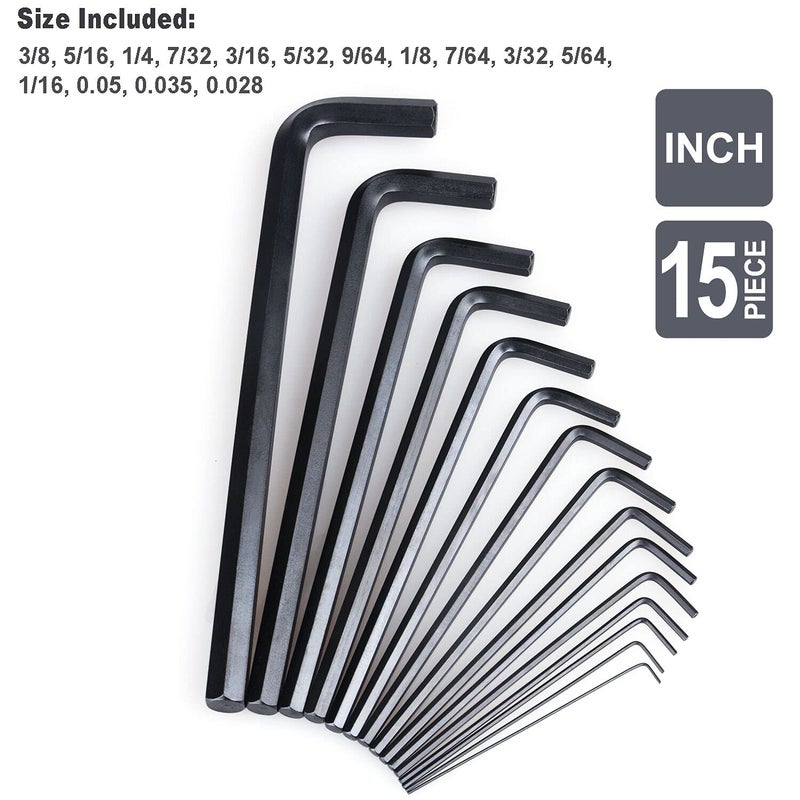 EFFICERE 30-Piece Premium Hex Key Allen Wrench Set, SAE and Metric Assortment, L Shape, Chrome Vanadium Steel, Precise and Chamfered Tips | SAE 0.028-3/8 inch, Metric 0.7-10 mm | In Storage Case - Image 2
