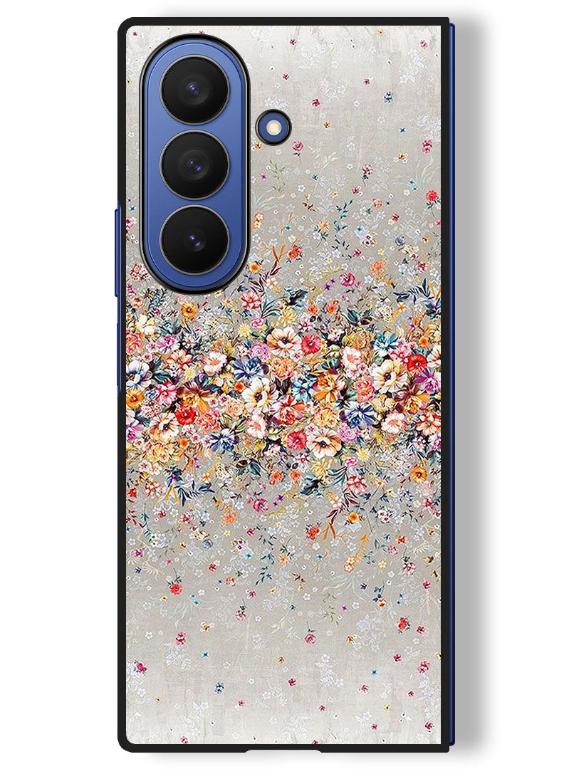 Theodor Case Compatible with Samsung Galaxy Z Fold 7 - 8 Inch Protection Shockproof Bumper Cover Small Flowers Abstract Art - Image 1