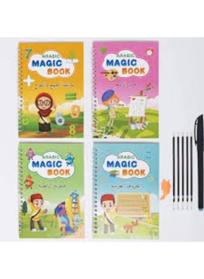 4 PCS Arabic Magic Practice Copybook Reusable Handwriting Tracing Book Alphabet Drawing and Writing for Kids Includes Pen Refills and Grip High Quality Educational Learning Tool Gift for Children - Image 5