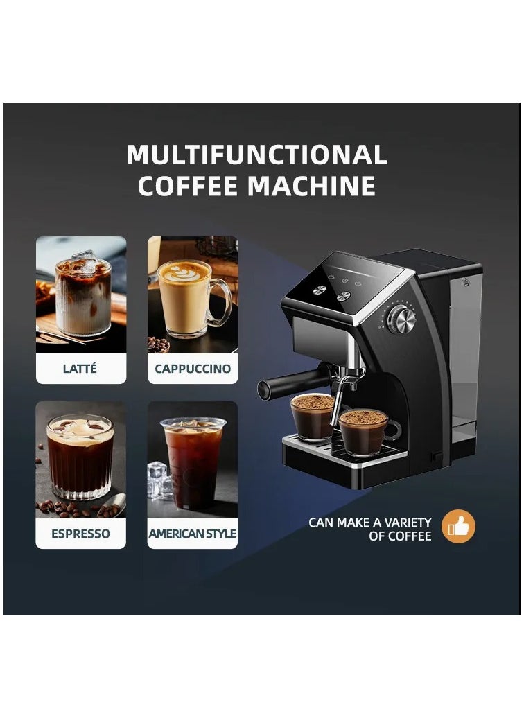 Espresso Coffee Machine 20 Bar 4in1 Multiple Hot and Cold Brew Capsule Espresso Maker For Nespresso Ground Coffee K cup Black