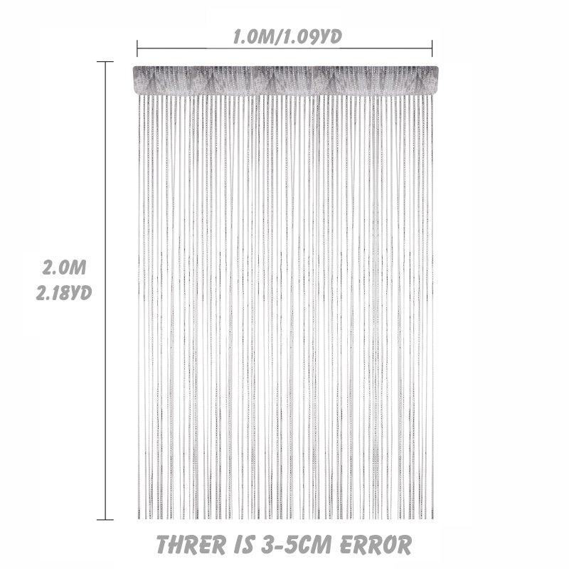 Vidillo Door String Curtain, Wall Panel Fringe Window Room Divider Blind, Home Patio Bedroom Decorative Tassel Screen Ribbon Strings Strip Silver Thread Screen for Wedding Coffee House (White) - Image 2