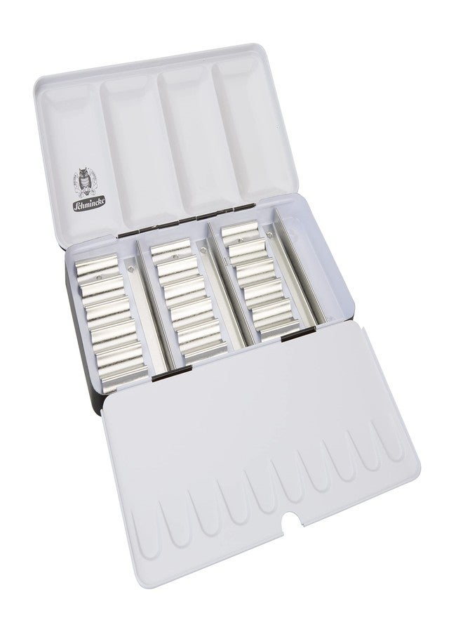 Schmincke - HORADAM AQUARELL empty box for 18 x 5 ml tubes, 74 918 097, black metal box with mixing palette, for individual use with 18 HORADAM tube colors - Image 2