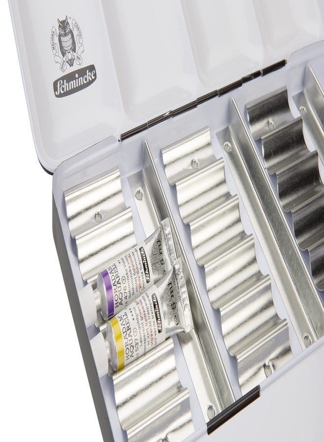 Schmincke - HORADAM AQUARELL empty box for 18 x 5 ml tubes, 74 918 097, black metal box with mixing palette, for individual use with 18 HORADAM tube colors - Image 3