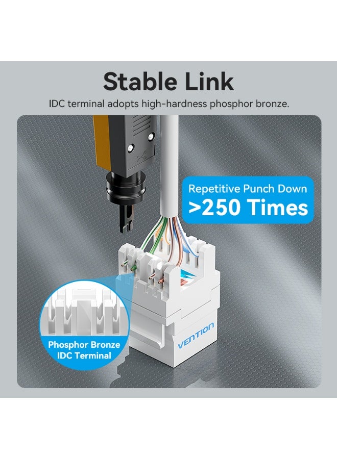 VENTION Cat6 Unshielded 180-Degree Keystone Jack White Model # IRHW0 - Image 5