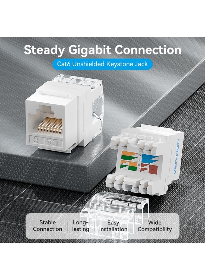 VENTION Cat6 Unshielded 180-Degree Keystone Jack White Model # IRHW0 - Image 2