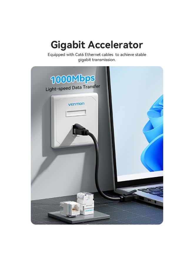 VENTION Cat6 Unshielded 180-Degree Keystone Jack White Model # IRHW0 - Image 3