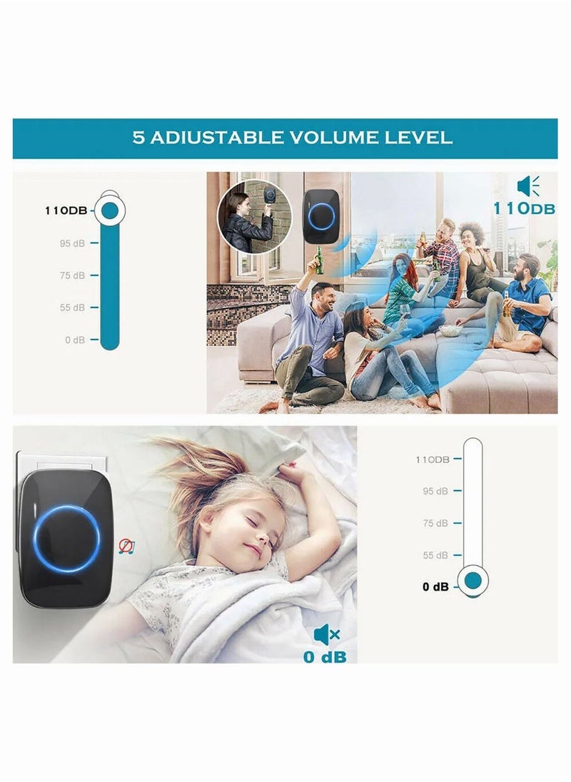 Wireless Doorbell Plug in Waterproof Doorbell 2 Receivers and 1 Transmitter for Home Office Hotel Dormitory - Image 5