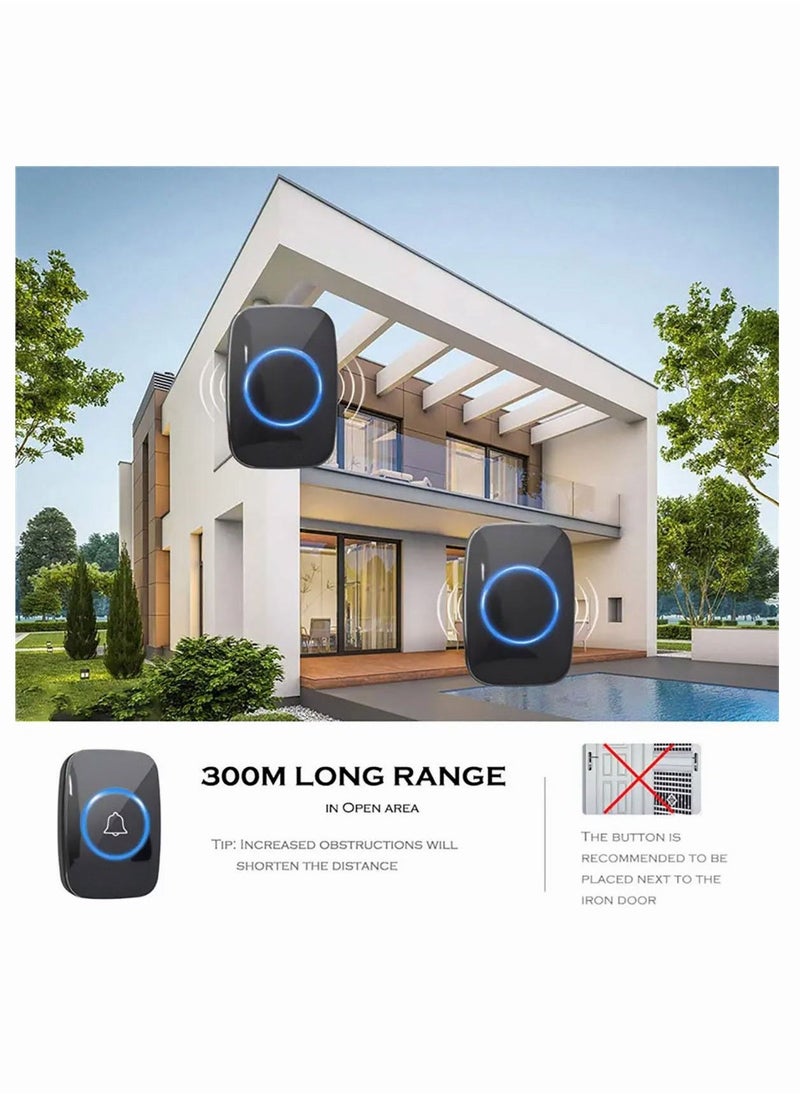 Wireless Doorbell Plug in Waterproof Doorbell 2 Receivers and 1 Transmitter for Home Office Hotel Dormitory - Image 2