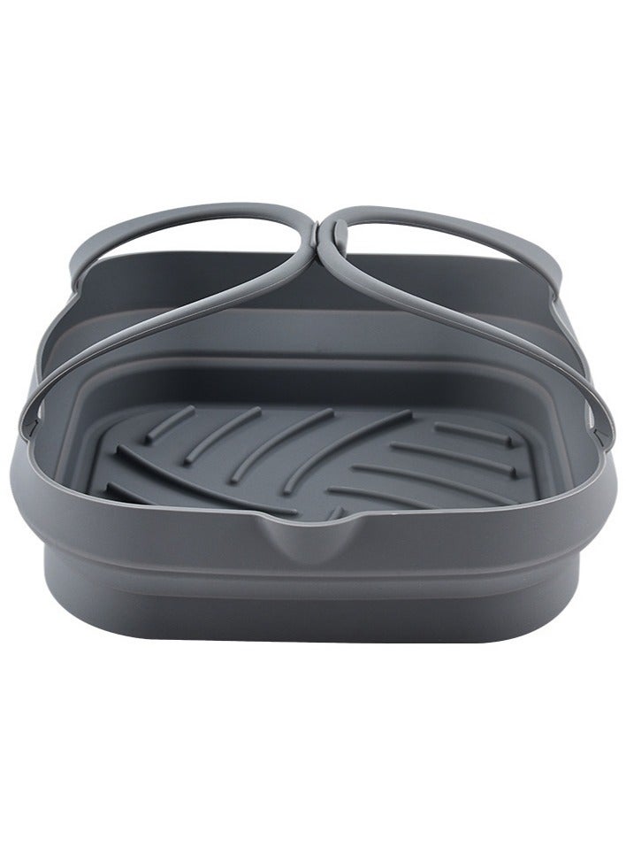 بطانات سيليكون المقلاة الهوائية، 8.3 بوصة قابلة لإعادة الاستخدام، قابلة للطي، سهلة التنظيف، رمادي - Image 2