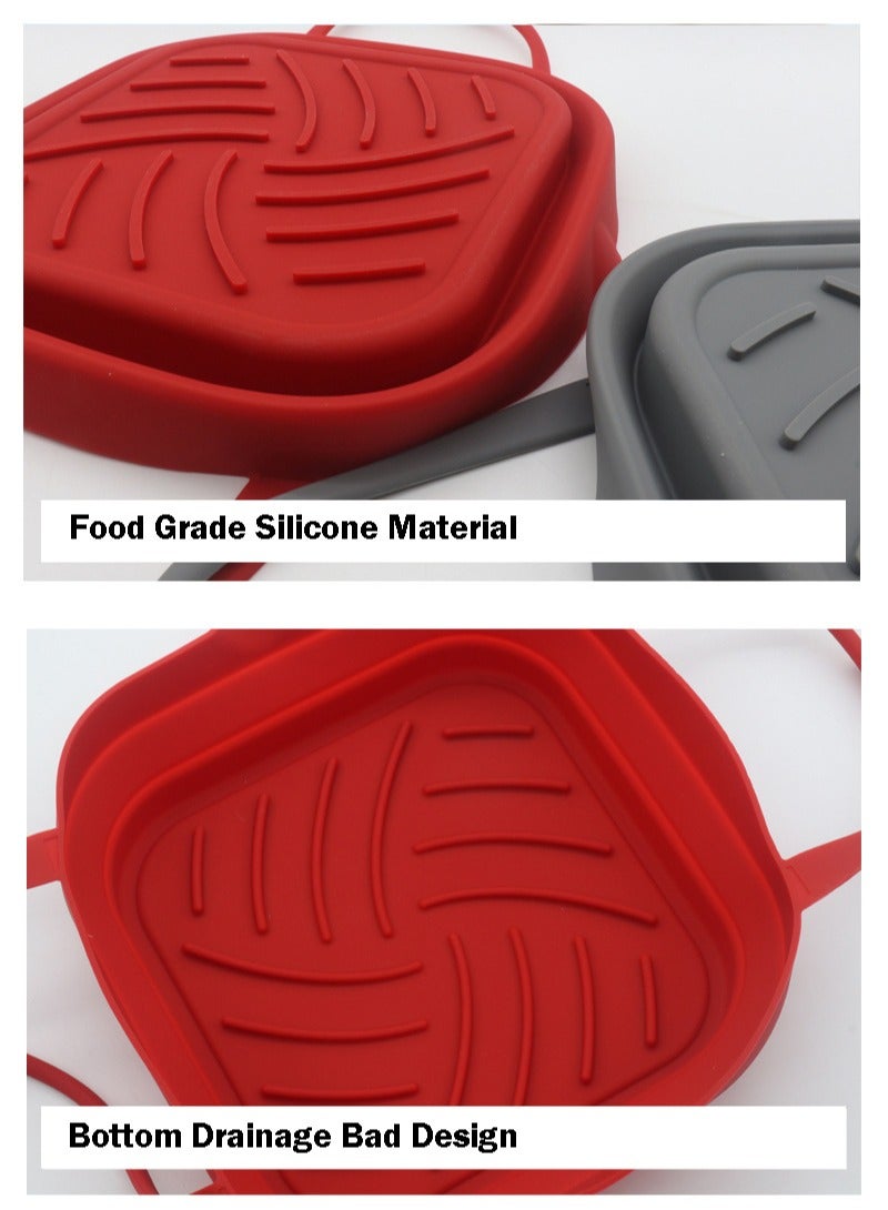 بطانات سيليكون المقلاة الهوائية، 8.3 بوصة قابلة لإعادة الاستخدام، قابلة للطي، سهلة التنظيف، رمادي - Image 3