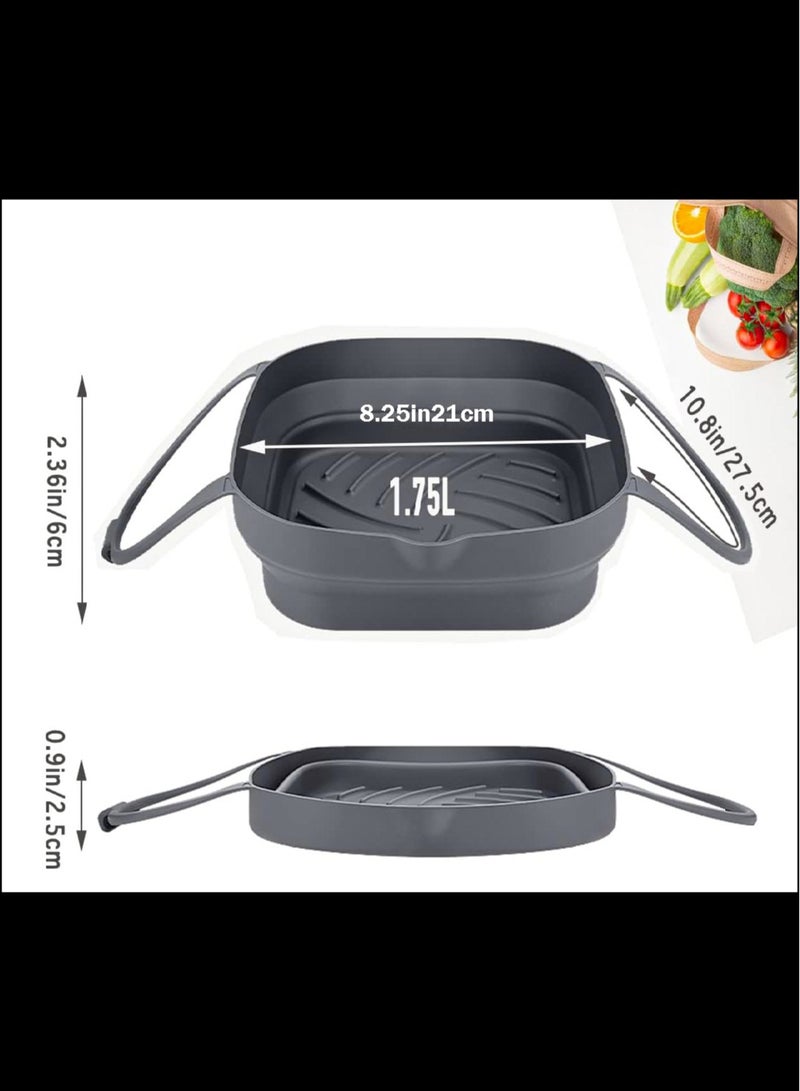 بطانات سيليكون المقلاة الهوائية، 8.3 بوصة قابلة لإعادة الاستخدام، قابلة للطي، سهلة التنظيف، رمادي - Image 5