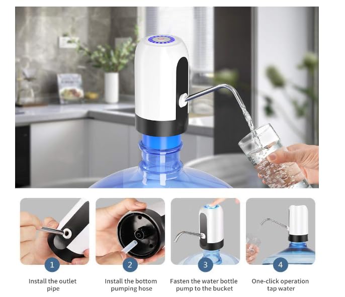Stainless Steel Electric Water Bottle Pump USB Charging Automatic Drinking Water Dispenser Battery Life for Universal 25 Gallon Bottle for Home Office TravelPack of 17  - Image 4