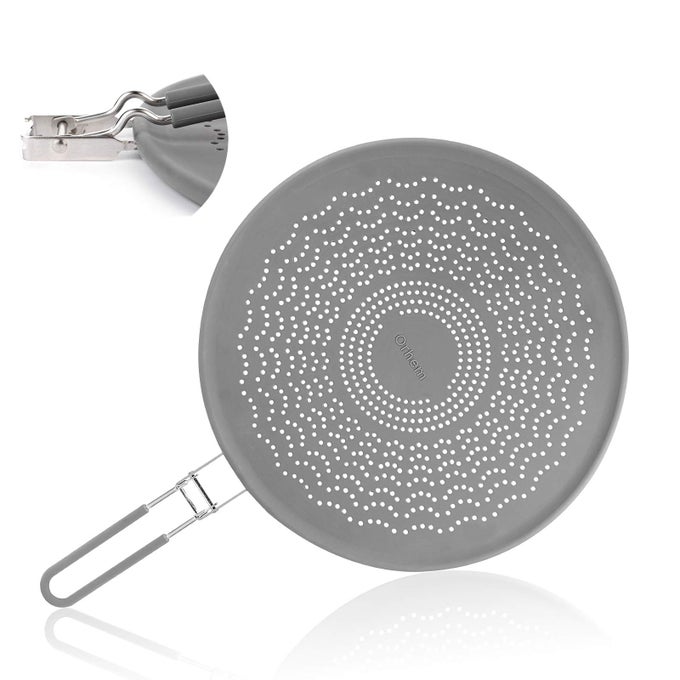 13 SILICONE SPLATTER SCREEN PAN COVER WITH FOLDING HANDLE HEAT INSULATION COOLING MAT STRAINER DRAIN BOARD OIL SPLASH GUARD FOR FRYING PAN