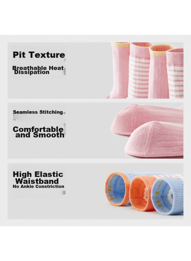 Bananain 311s Children's Socks For Boys And Girls, Combed Cotton Breathable Baby Big Kids 7a Antibacterial Colorful Mid-calf Spring Autumn 5 Pairs Pack - Image 4