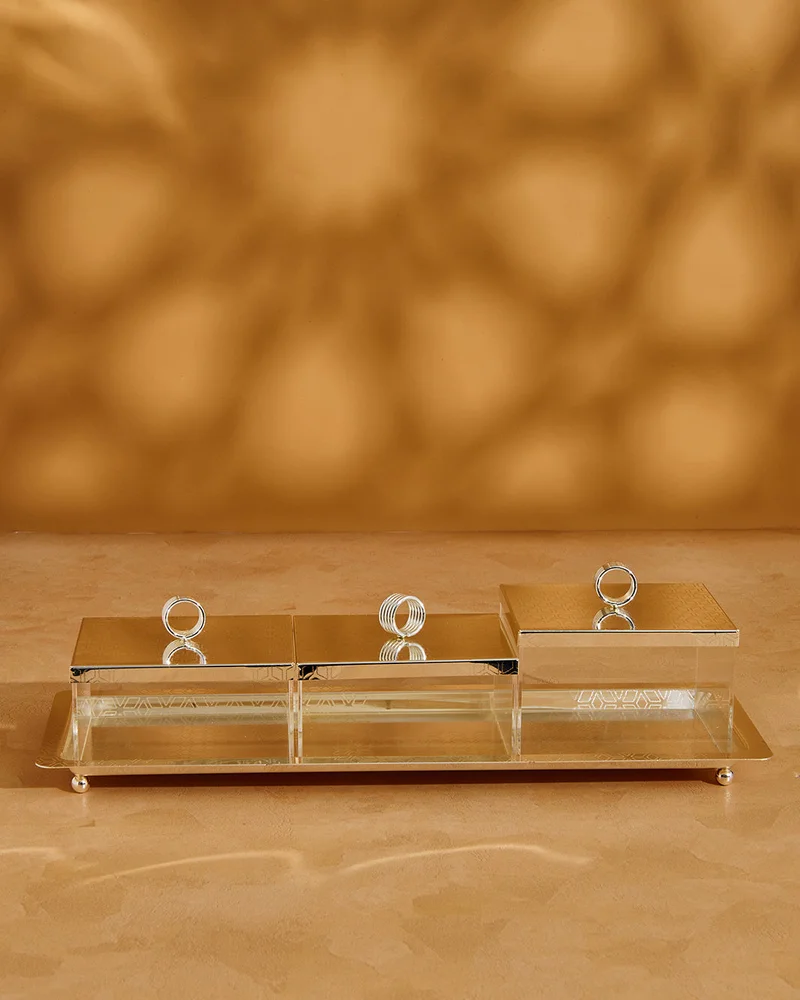 REDTAG Silver Rectangle Dates Bowl Set (4 Piece)