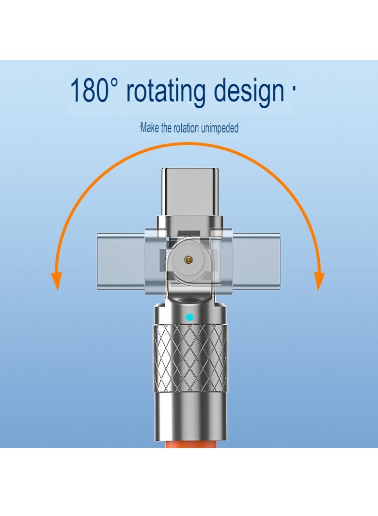 AROAQ Zinc Alloy Rotating Charging Cable, 2m USB To C Super Fast Charging Zinc Alloy PVC USB Cable, Durable Flexible Rotary Charge Cable, (2 Meters—type-c Bare Cable (Huawei, Letv Head) Blue) - Image 4