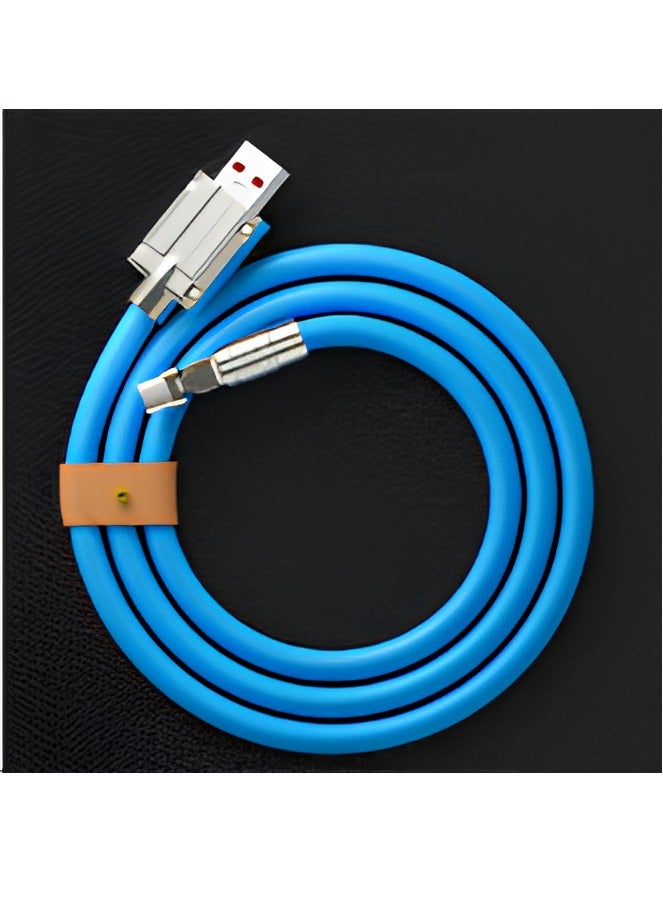 AROAQ Zinc Alloy Rotating Charging Cable, 2m USB To C Super Fast Charging Zinc Alloy PVC USB Cable, Durable Flexible Rotary Charge Cable, (2 Meters—type-c Bare Cable (Huawei, Letv Head) Blue) - Image 1