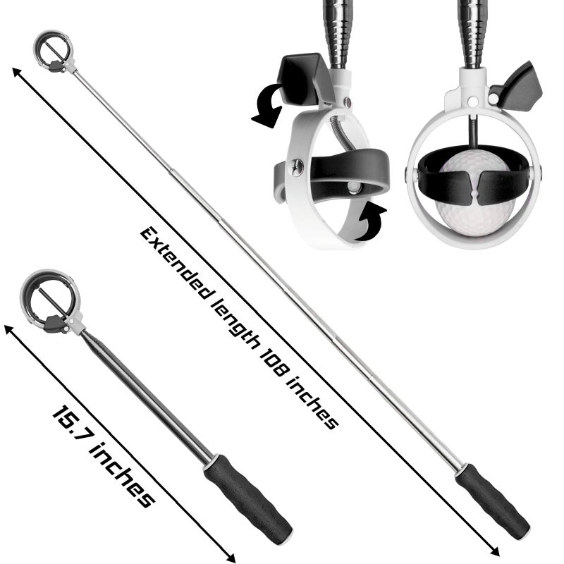 prowithlin أداة استرجاع كرات الجولف، أداة استرجاع كرات الجولف القابلة للتمديد للماء مع رأس جاهز للإفراج الربيعي، أداة استرجاع الكرات للجولف مع مشبك قفل، أداة التقاط، ملحقات الجولف هدية للجولف للرجال (أزرق، 9 أقدام) - Image 4