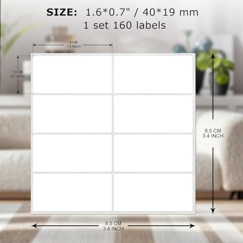 FINDAT Rectangle Label Stickers 1.57×0.75 Inch Vinyl Removable White Sticker Waterproof Writable File Folder Moving Labels for Boxes Home Office Labeling 160 PCS - Image 2