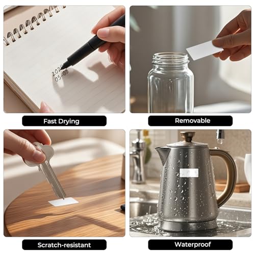 FINDAT Rectangle Label Stickers 1.57×0.75 Inch Vinyl Removable White Sticker Waterproof Writable File Folder Moving Labels for Boxes Home Office Labeling 160 PCS - Image 3