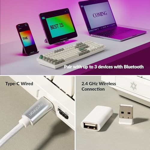 Keychron Q6 Max QMK/VIA Bluetooth Wireless /2.4 GHz/USB-C Wired Custom Mechanical Keyboard, Full Size Programmable Knob RGB Backlit Hot-Swappable Gateron Brown Switch for Mac Windows Linux - White - Image 4
