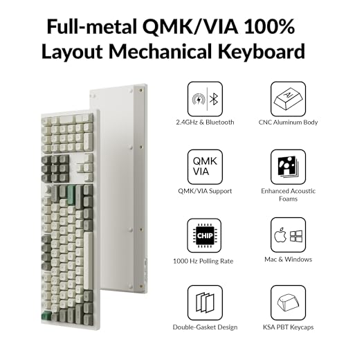Keychron Q6 Max QMK/VIA Bluetooth Wireless /2.4 GHz/USB-C Wired Custom Mechanical Keyboard, Full Size Programmable Knob RGB Backlit Hot-Swappable Gateron Brown Switch for Mac Windows Linux - White - Image 5