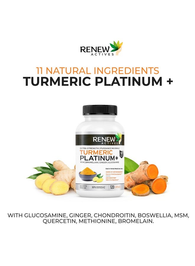 Renew Actives Turmeric Platinum 1350MG per 3 Capsules with Black Pepper & Ginger - Antioxidant, Liver & Digestive Support - Reduces Inflammation & Boosts Immunity - Made in Canada - 120 Capsules - Image 2