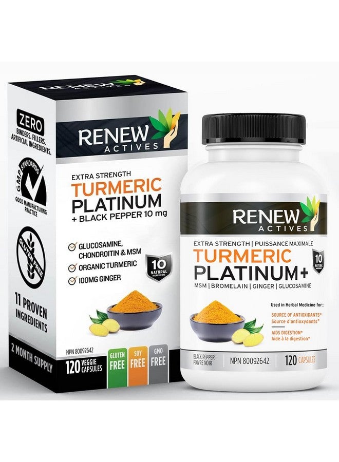 Renew Actives Turmeric Platinum 1350MG per 3 Capsules with Black Pepper & Ginger - Antioxidant, Liver & Digestive Support - Reduces Inflammation & Boosts Immunity - Made in Canada - 120 Capsules - Image 1