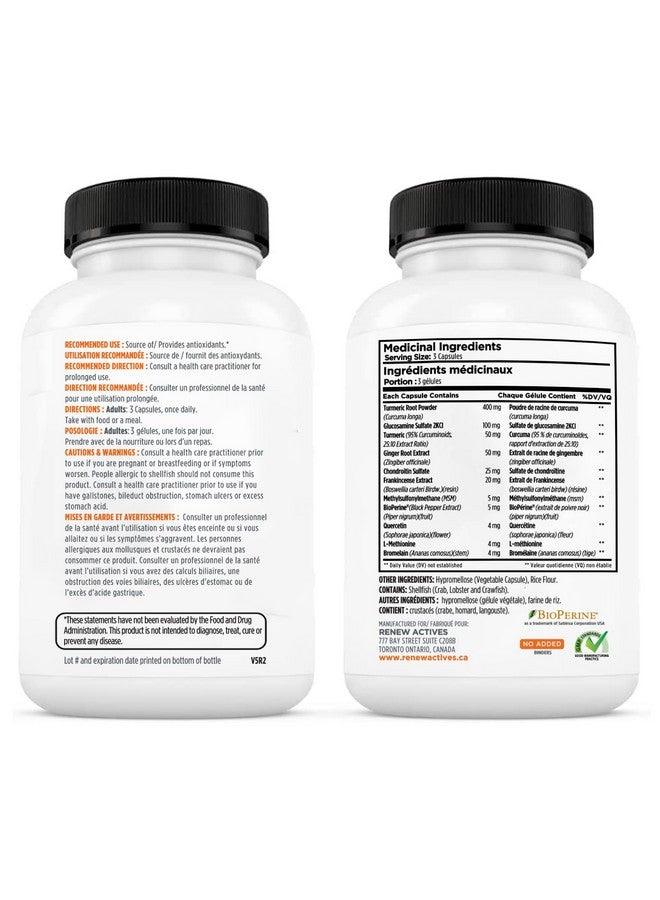 Renew Actives Turmeric Platinum 1350MG per 3 Capsules with Black Pepper & Ginger - Antioxidant, Liver & Digestive Support - Reduces Inflammation & Boosts Immunity - Made in Canada - 120 Capsules - Image 5