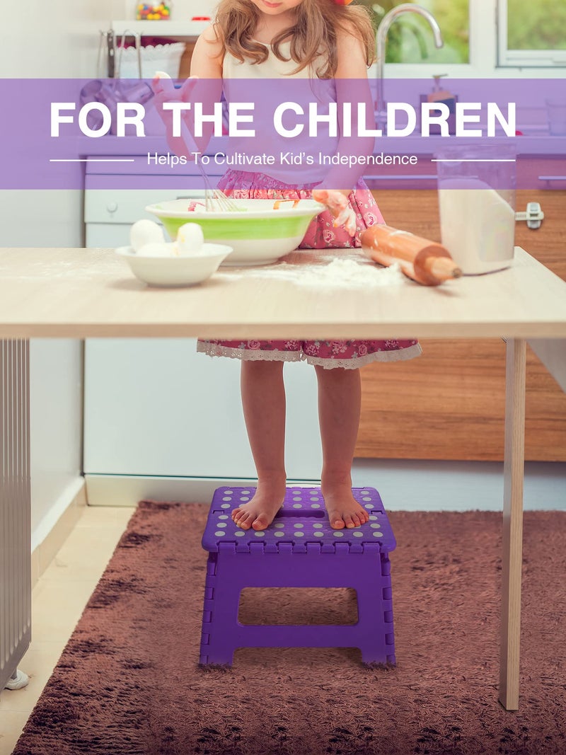 Dyforce Folding Step Stool 9", Kids Step Stool, Heavy Duty Step Stools for Adults, Compact Foot Stools, Light-Weight Toddler Step Stools for Kitchen, Bathroom, Holds Up to 300 lbs (Purple) - Image 4