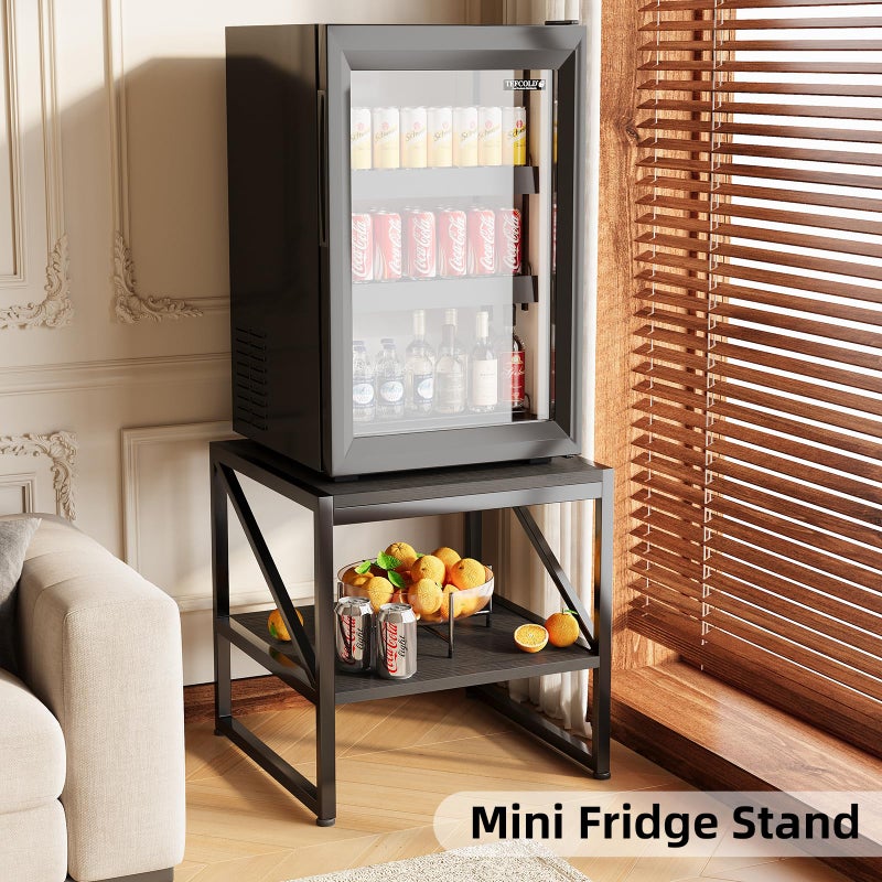 Mexin End Table with Charging Station, 20 Inch Square Side Table with USB Ports & Power Outlets, Mini Fridge Stand with 2-Tier Storage Shelf Adjustable, Industrial Wood Nightstand for Small Spaces, Black - Image 2