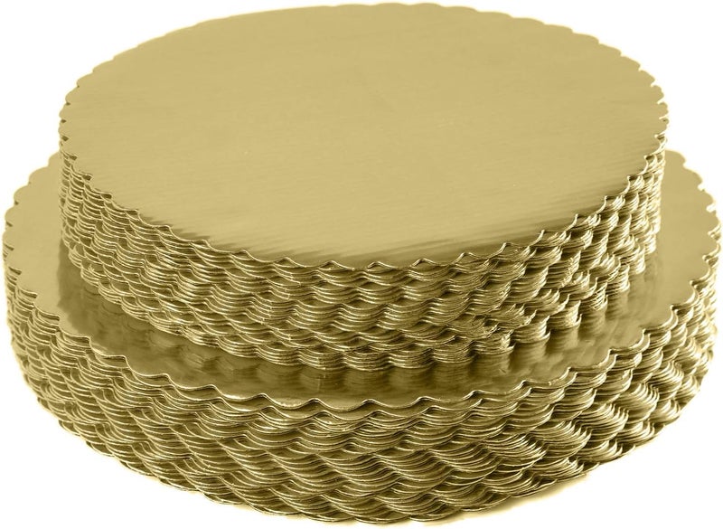 Onemore [25pcs] 12" Gold Cakeboard Round,Disposable Cake Circle Base Boards Cake Plate Round Coated Circle Cakeboard Base 12inch,Pack of 25 - Image 1