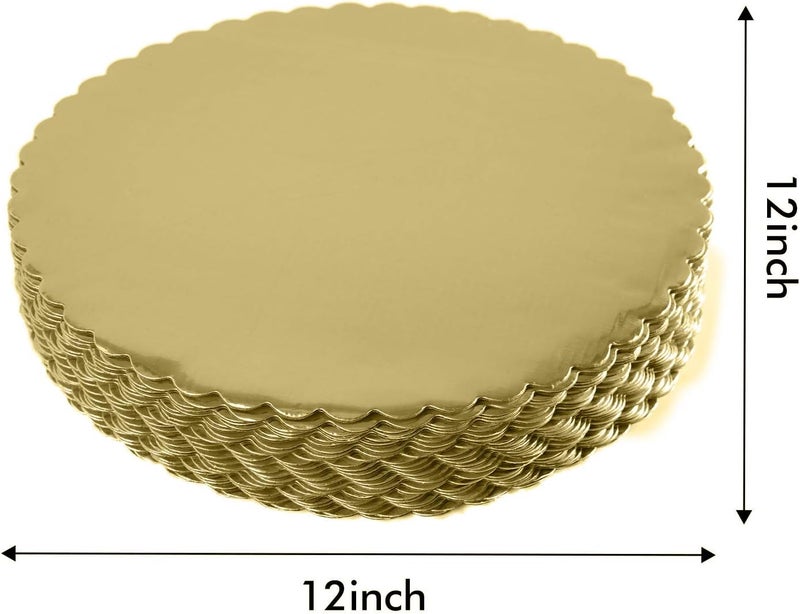 Onemore [25pcs] 12" Gold Cakeboard Round,Disposable Cake Circle Base Boards Cake Plate Round Coated Circle Cakeboard Base 12inch,Pack of 25 - Image 2