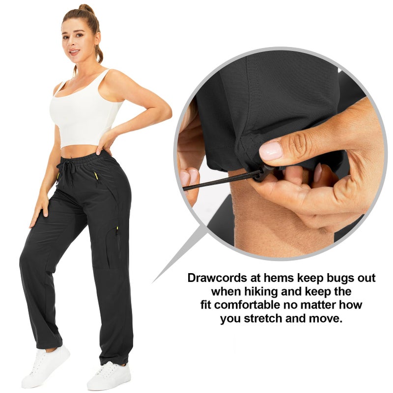 Toomett Women's Hiking Cargo Pants Quick Dry UPF50+ Outdoor Pants for Women Fishing Safari Travel Stretchy Pants with Pockets,6608,Black,S - Image 4