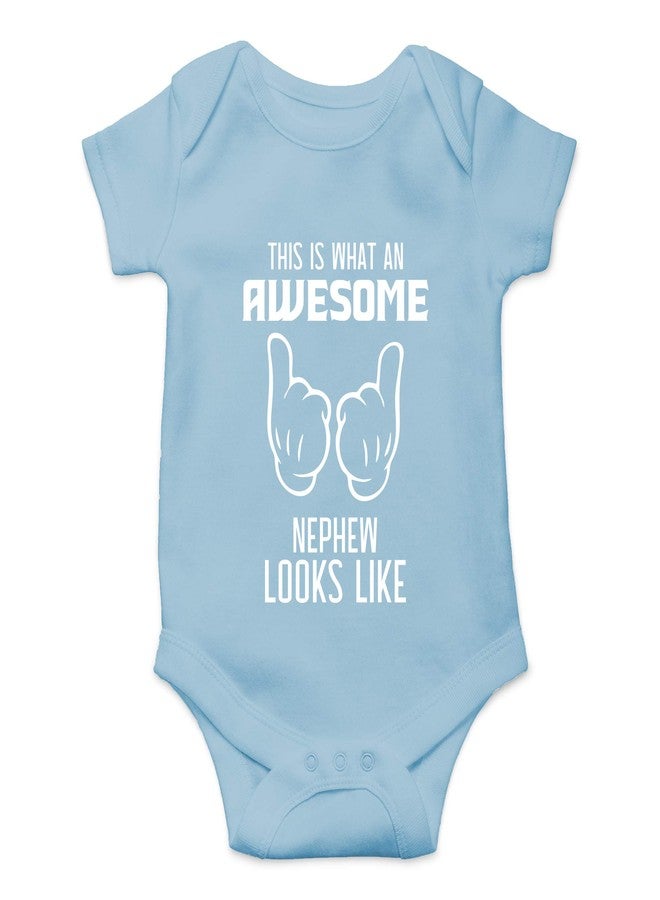 CBTwear Awesome Nephew looks Like - Baby Clothes - Funny Newborn Bodysuit Outfits for Boys (Newborn, Light Blue) - Image 1