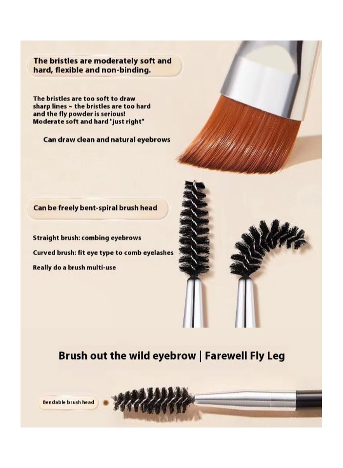 Duo Eyebrow Brush, Brush and Angled Brow Brush Eyelash Brush for Eye Makeup 3pcs, 18CM - Image 4