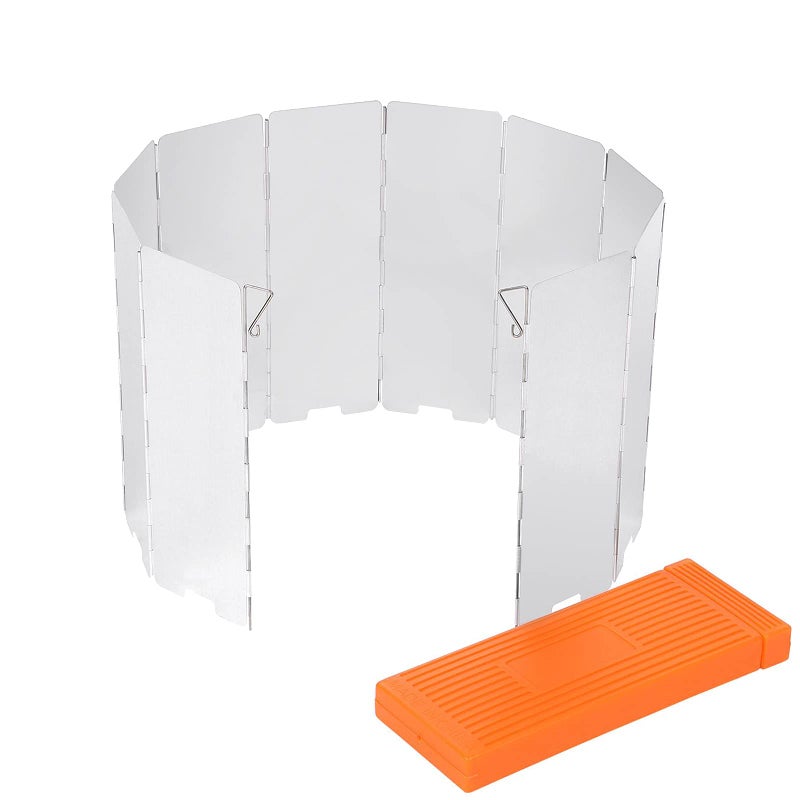 إسكدنيا Camping Stove Windscreen Folding 10 Plates Lightweight Camping Stove Windshield with Case Portable Camp Stove Windscreen Burner Windshield for Alcohol Stove Backpacking Stoves Butane Stoves