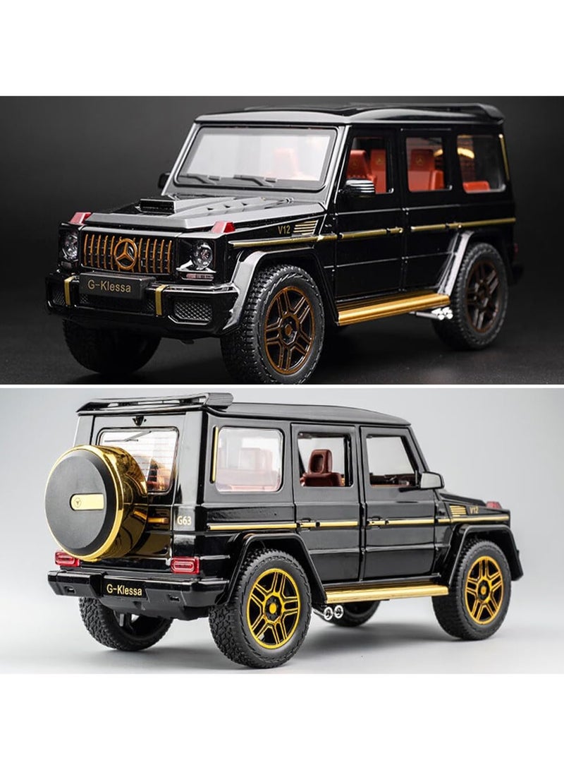 Exquisite 1/24 Mercedes-Benz G63 AMG Model Car, Zinc Alloy Pull Back Toy Car with Sound and Light, Suitable for Kids Boys Girls Gift (Black) - Image 3
