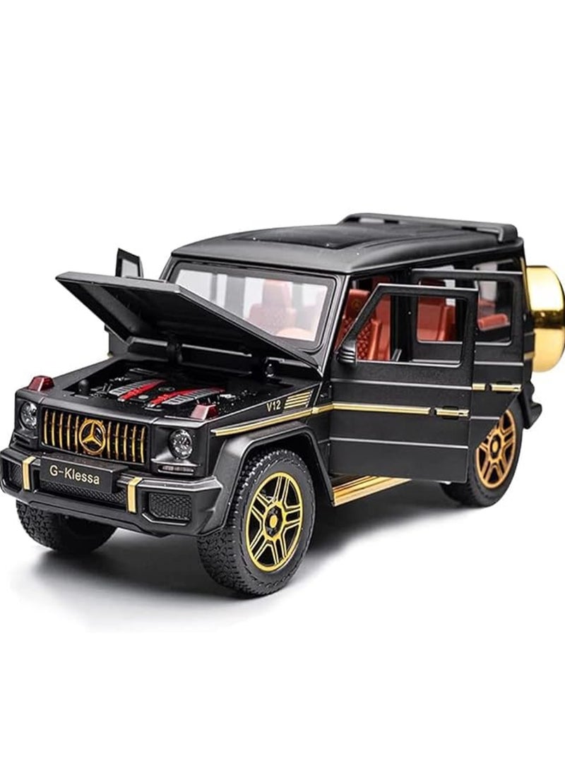 Exquisite 1/24 Mercedes-Benz G63 AMG Model Car, Zinc Alloy Pull Back Toy Car with Sound and Light, Suitable for Kids Boys Girls Gift (Black) - Image 1