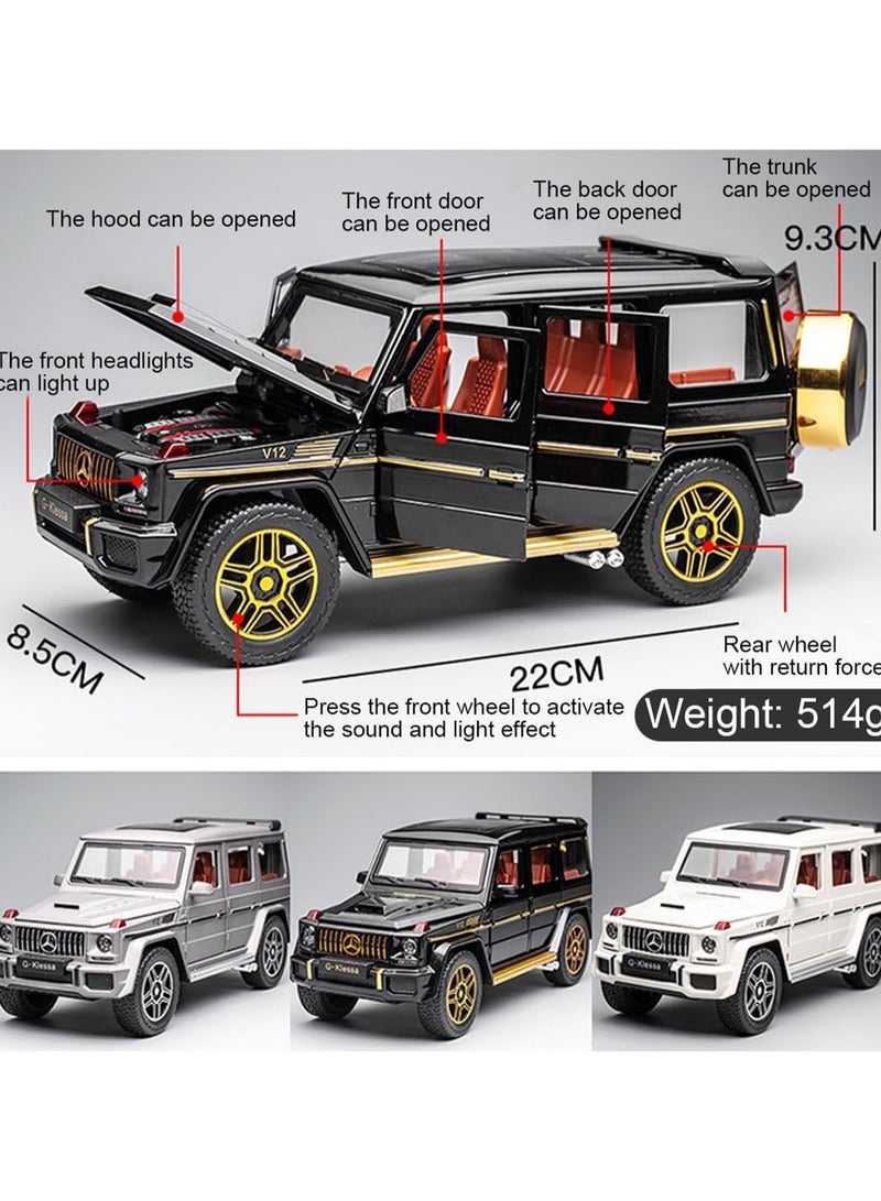 Exquisite 1/24 Mercedes-Benz G63 AMG Model Car, Zinc Alloy Pull Back Toy Car with Sound and Light, Suitable for Kids Boys Girls Gift (Black) - Image 2