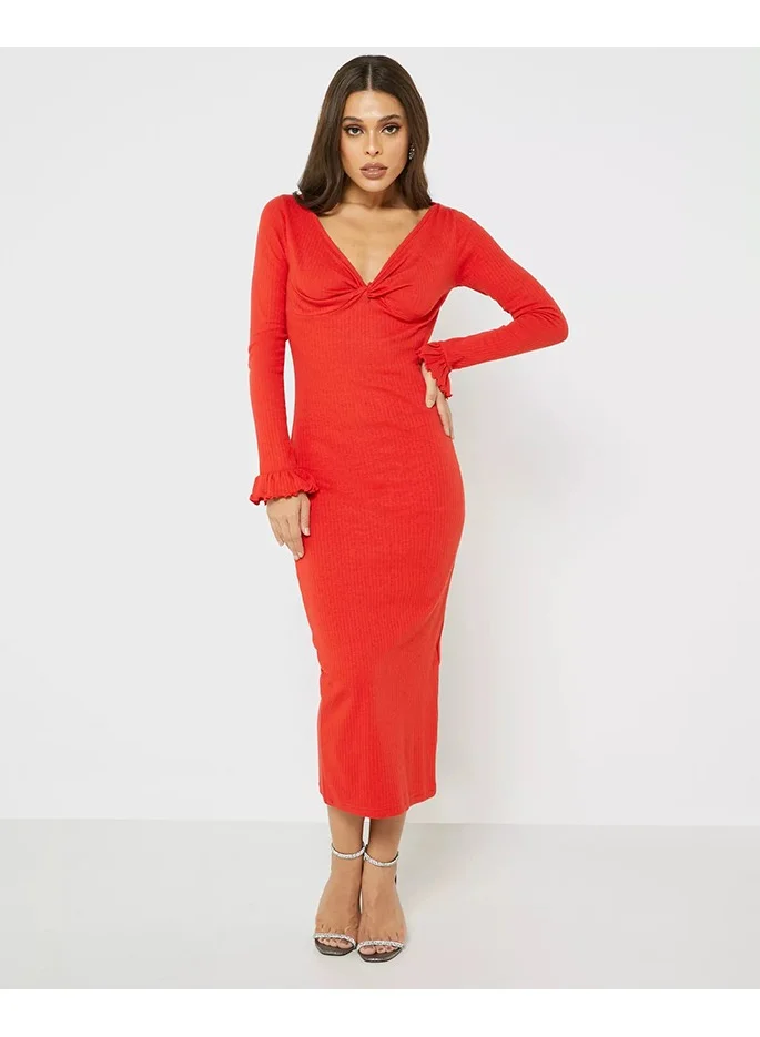 Little Mistress Little Mistress Red Jersey Midi Dress