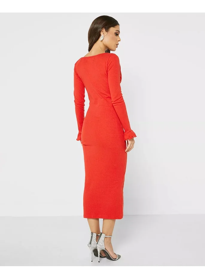 Little Mistress Little Mistress Red Jersey Midi Dress