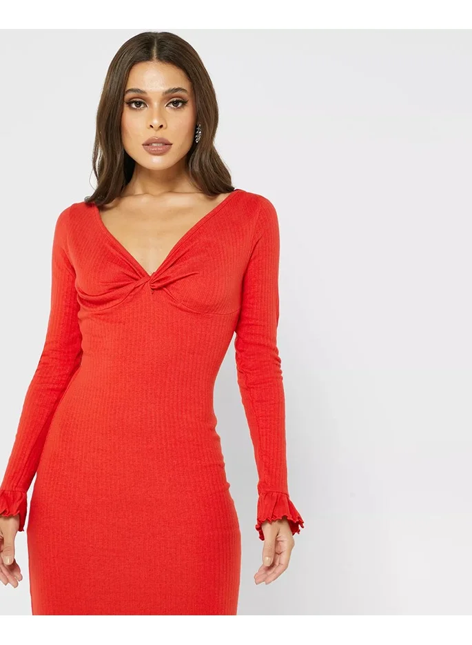 Little Mistress Little Mistress Red Jersey Midi Dress