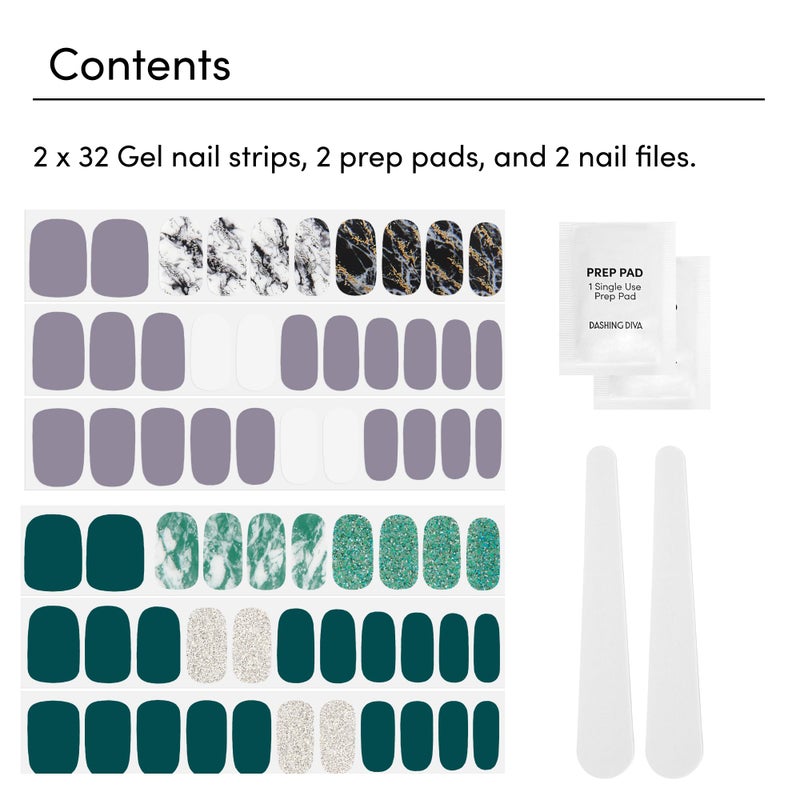 Dashing Diva Gloss Nail Strips Bundle - The Light Marble Collection - Natural Wonder & Ivy Opal - UV Free, Chip Resistant, Long Lasting Gel Stickers - Contains 2 Sets - Image 4
