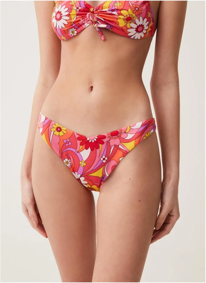 او في اس Ovs Low-Rise Bikini Briefs With Floral Print