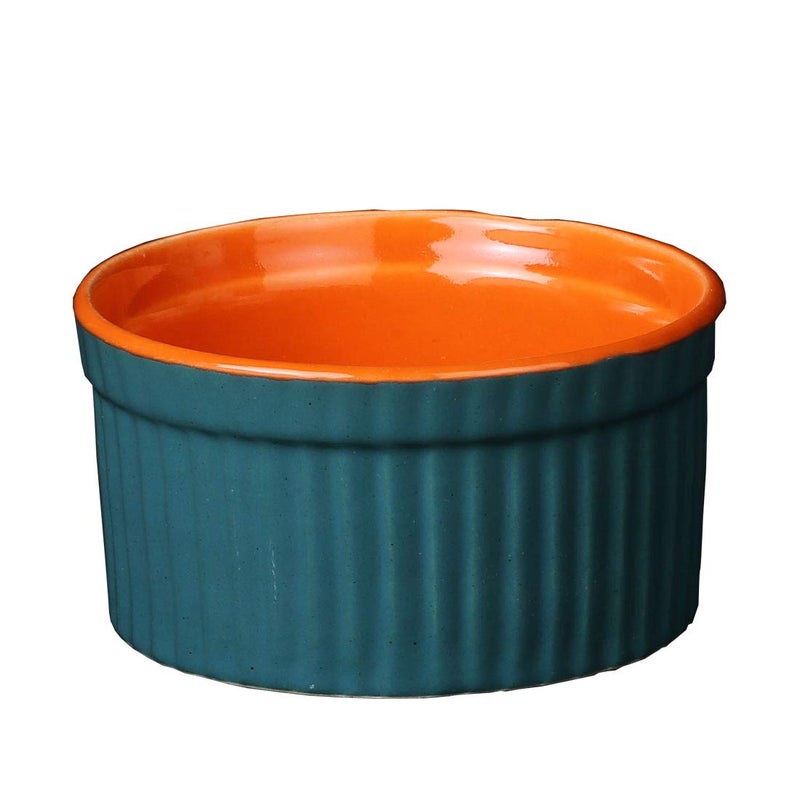 Caffeine Ceramic Handmade Blue Orange Ramekins Bowl Set of 2 - Image 2