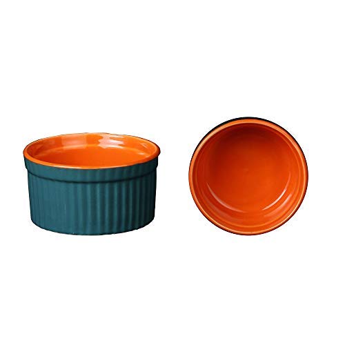 Caffeine Ceramic Handmade Blue Orange Ramekins Bowl Set of 2 - Image 1
