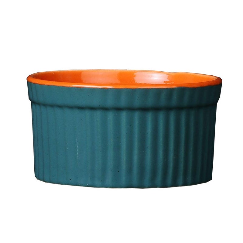 Caffeine Ceramic Handmade Blue Orange Ramekins Bowl Set of 2 - Image 4